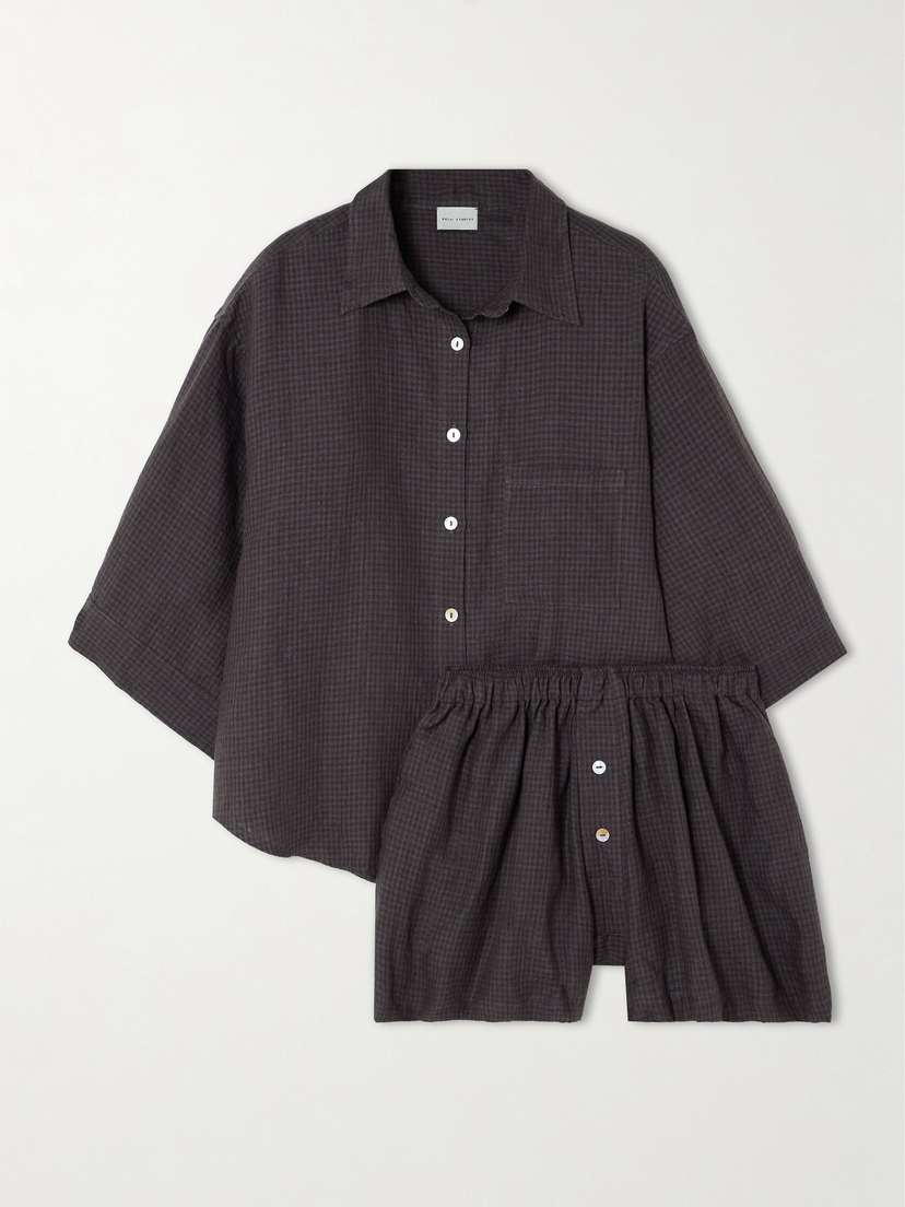 Deiji Studios 03 Checked Linen Pajama Set