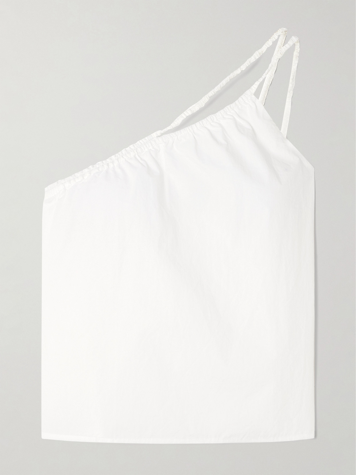 Deiji Studios One-shoulder Organic Cotton-poplin Top In White