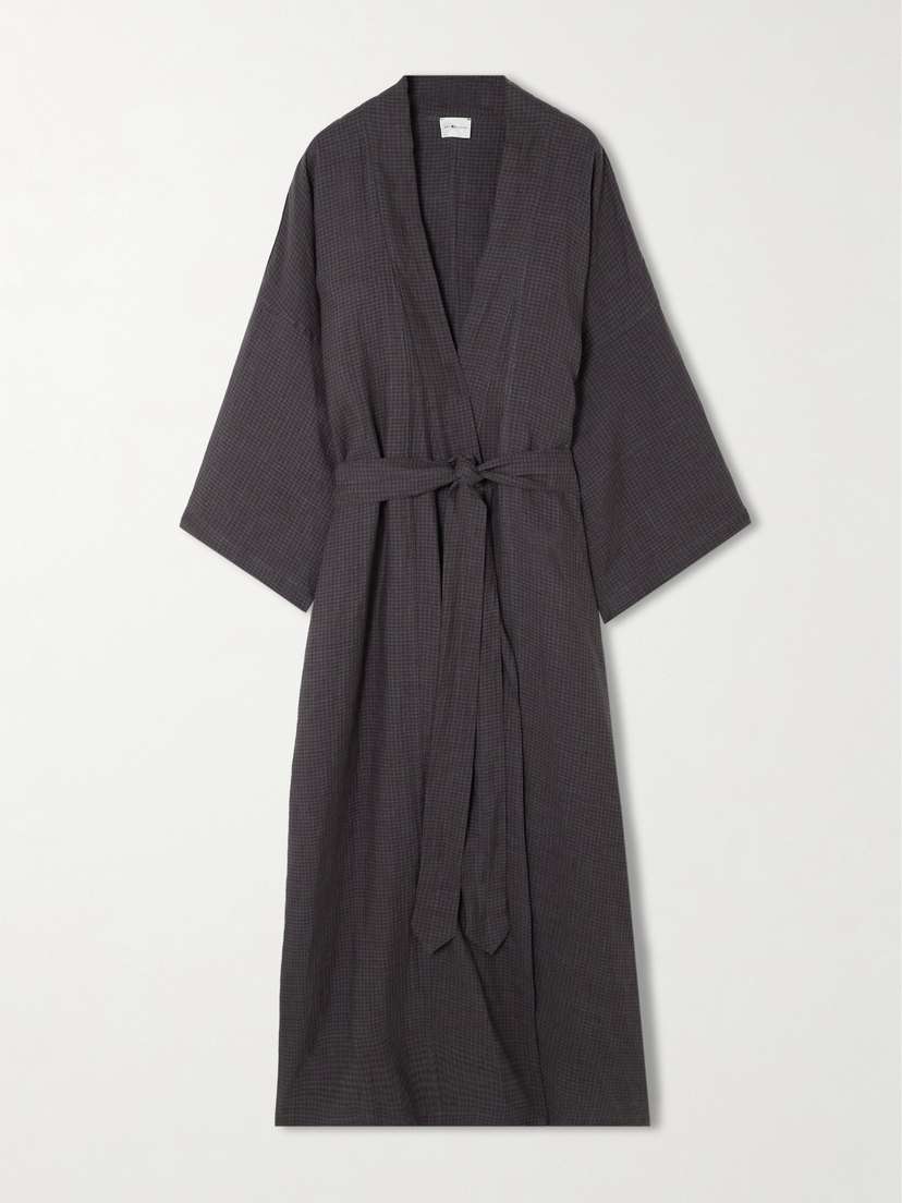 Deiji Studios 02 Belted Checked Linen Robe