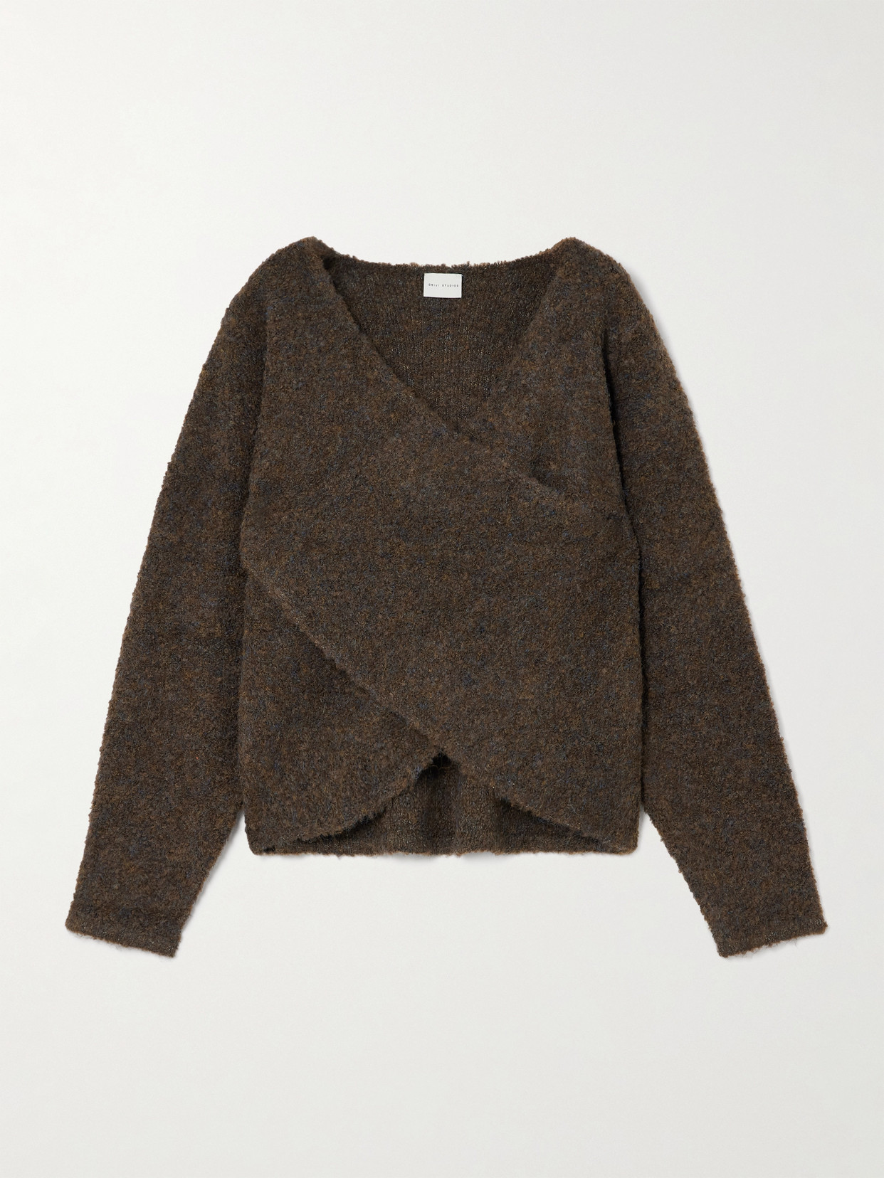 Deiji Studios - Crossover Wrap-effect Recycled Knitted Sweater - Brown