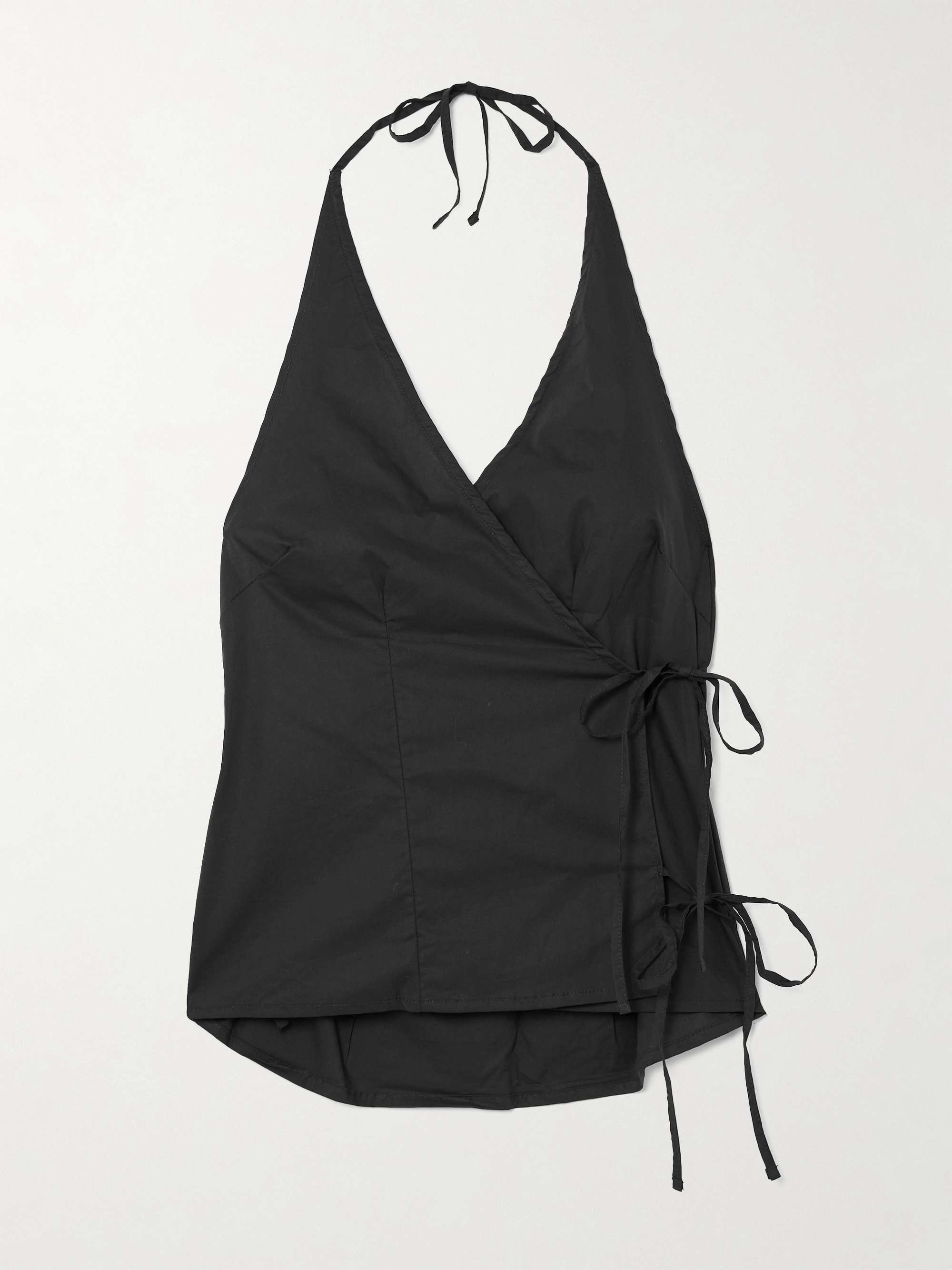 DEIJI STUDIOS Wrap-effect organic cotton-poplin halterneck