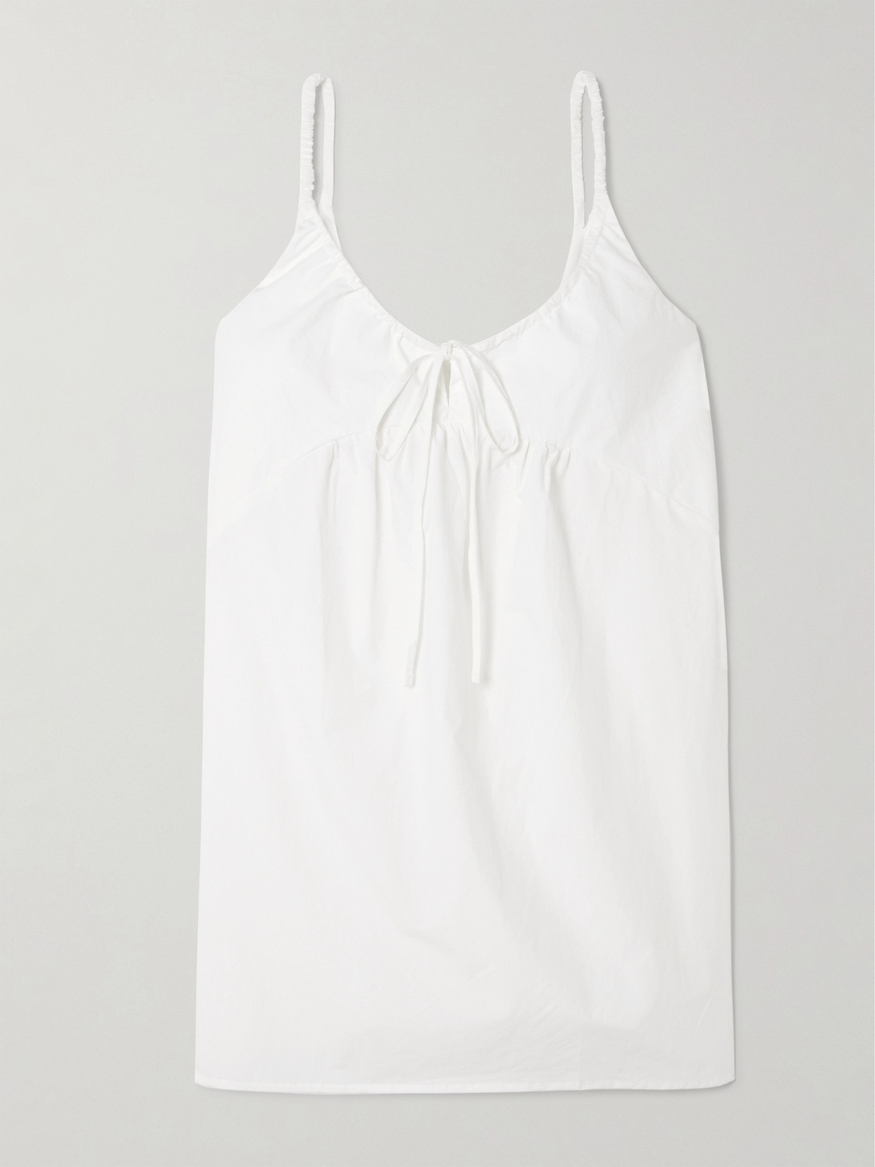 Deiji Studios Double V Tie-detailed Organic Cotton-poplin Mini Dress In White