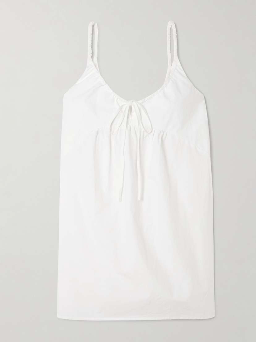 Deiji Studios Double V Tie-detailed Organic Cotton-poplin Mini Dress