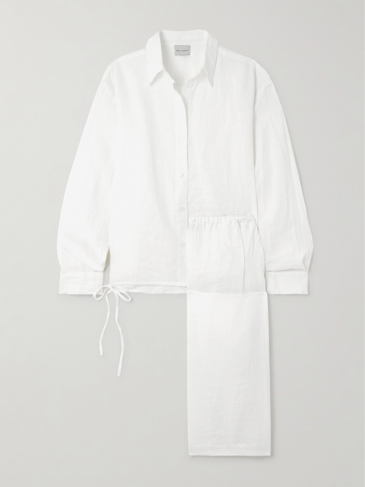 Deiji Studios Linen Shirt And Trousers Set In White