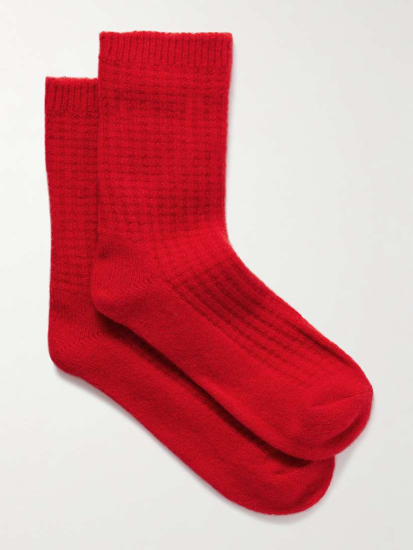 Skin Waffle-knit Cashmere-blend Socks