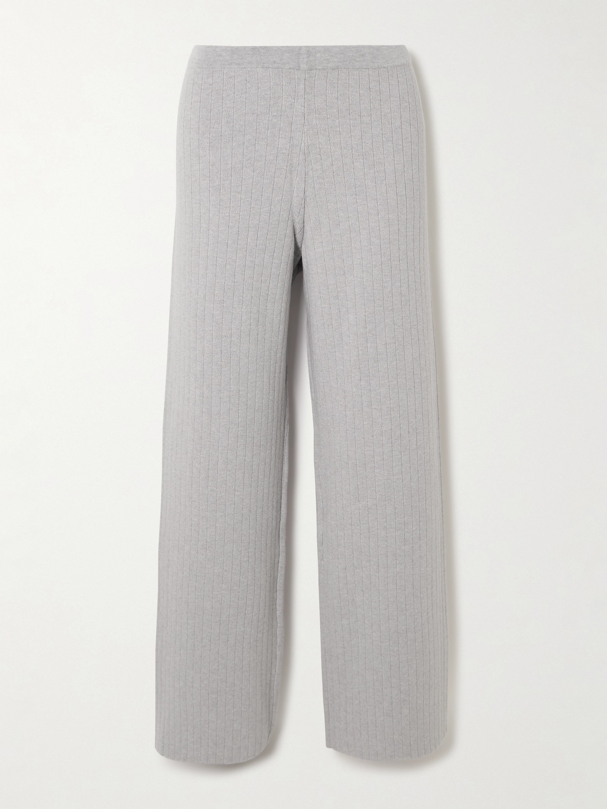 Skin Milan Ribbed Organic Cotton And Cashmere-blend Pants In Gray