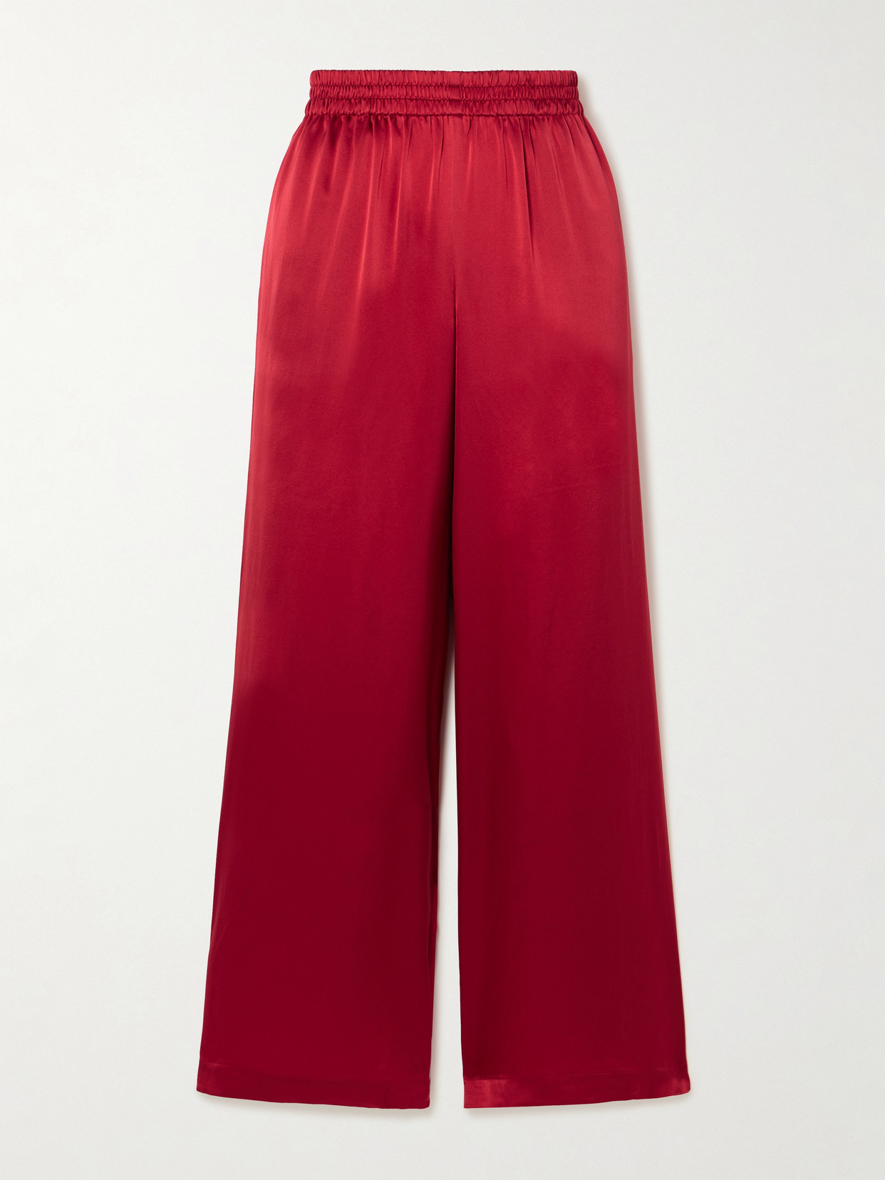 Skin Happiness Silk-satin Wide-leg Pajama Pants In Red
