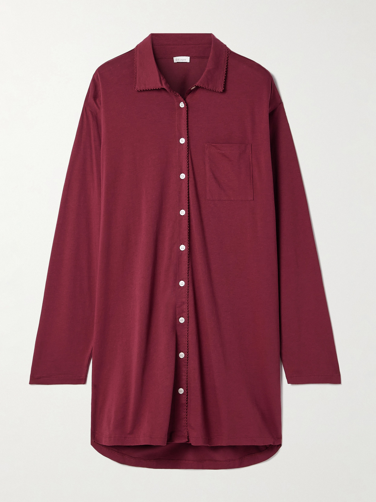 Skin Camellia Organic Pima Cotton-jersey Nightdress In Burgundy