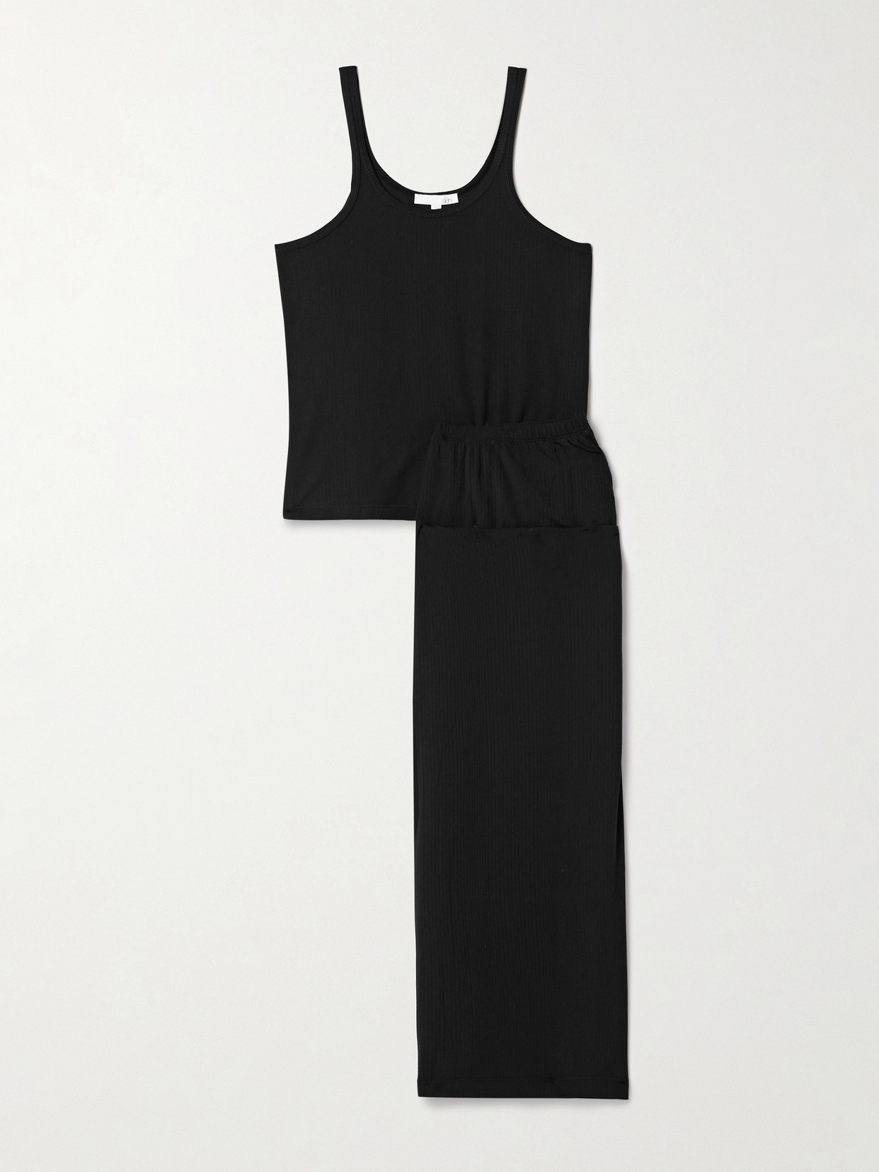 Skin Dreamy Ribbed Stretch-tencel™ Modal Jersey Pajama Set In Black