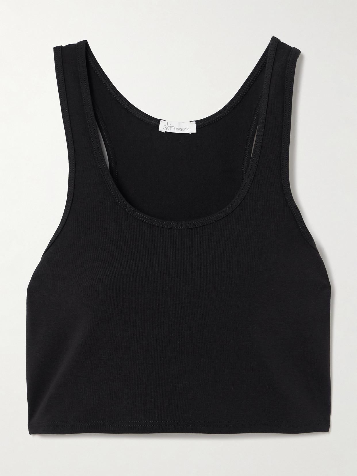 Skin Base Stretch-organic Cotton Sports Bra In Black