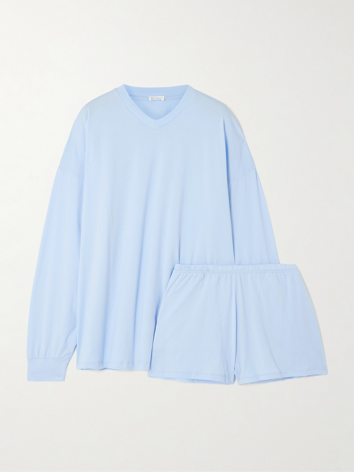 Skin Catalina Organic Pima Cotton-jersey Pajama Set In Blue