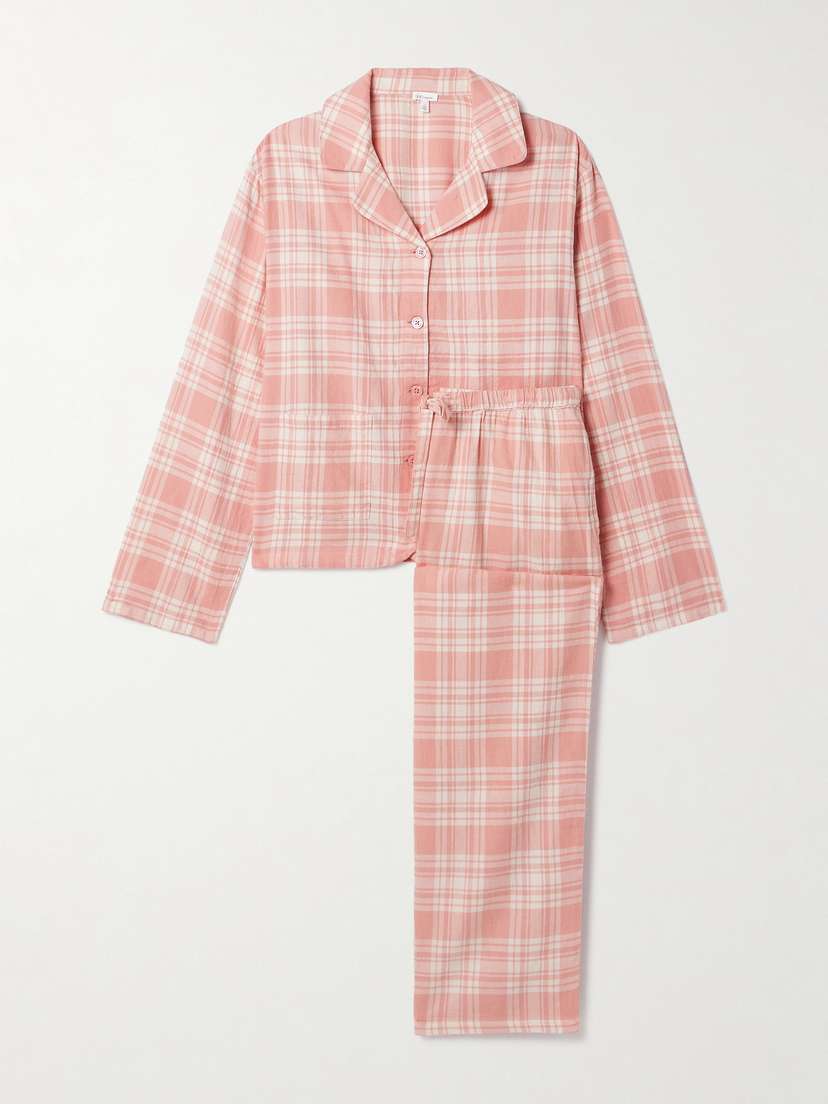 Skin Checked Organic Cotton-flannel Pajamas
