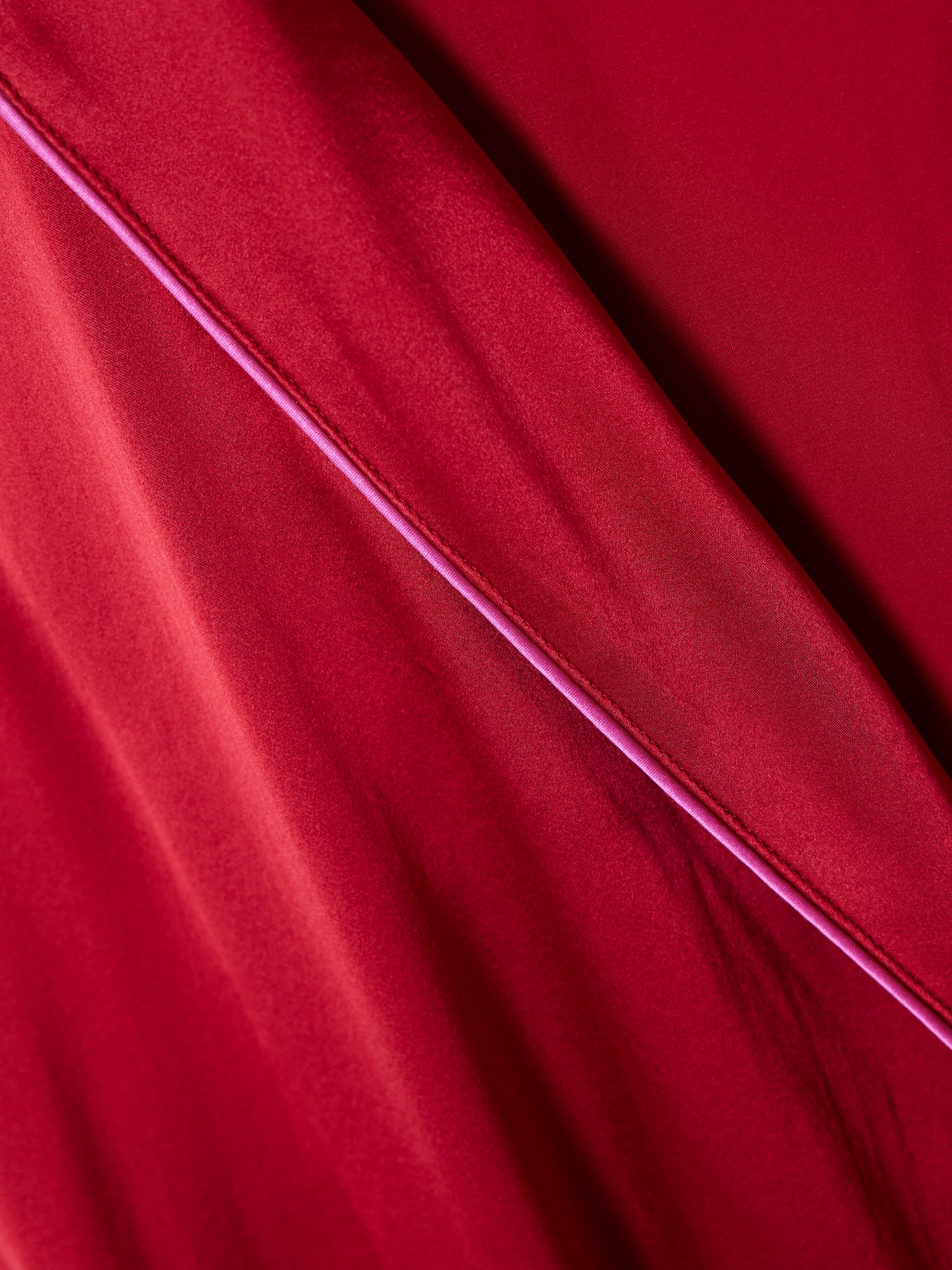 Skin Joy Piped Silk-satin Robe In Red