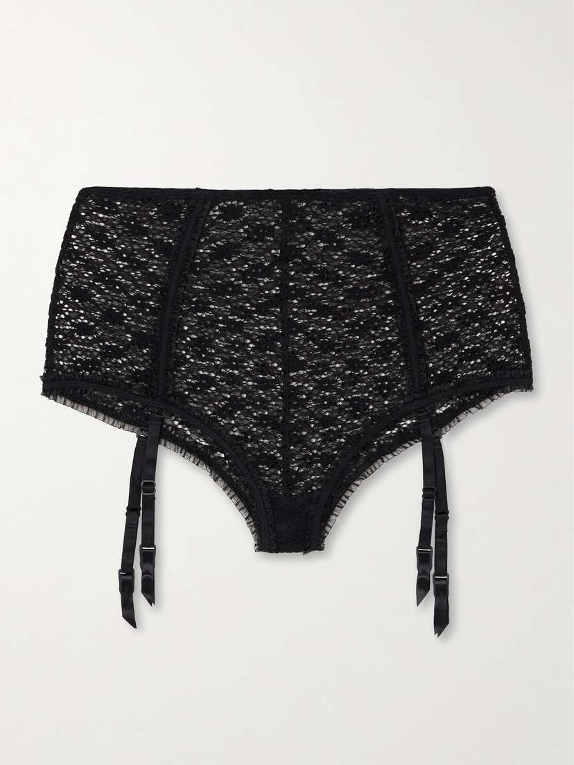 Kiki de Montparnasse Chante Grosgrain-trimmed Stretch-lace Briefs