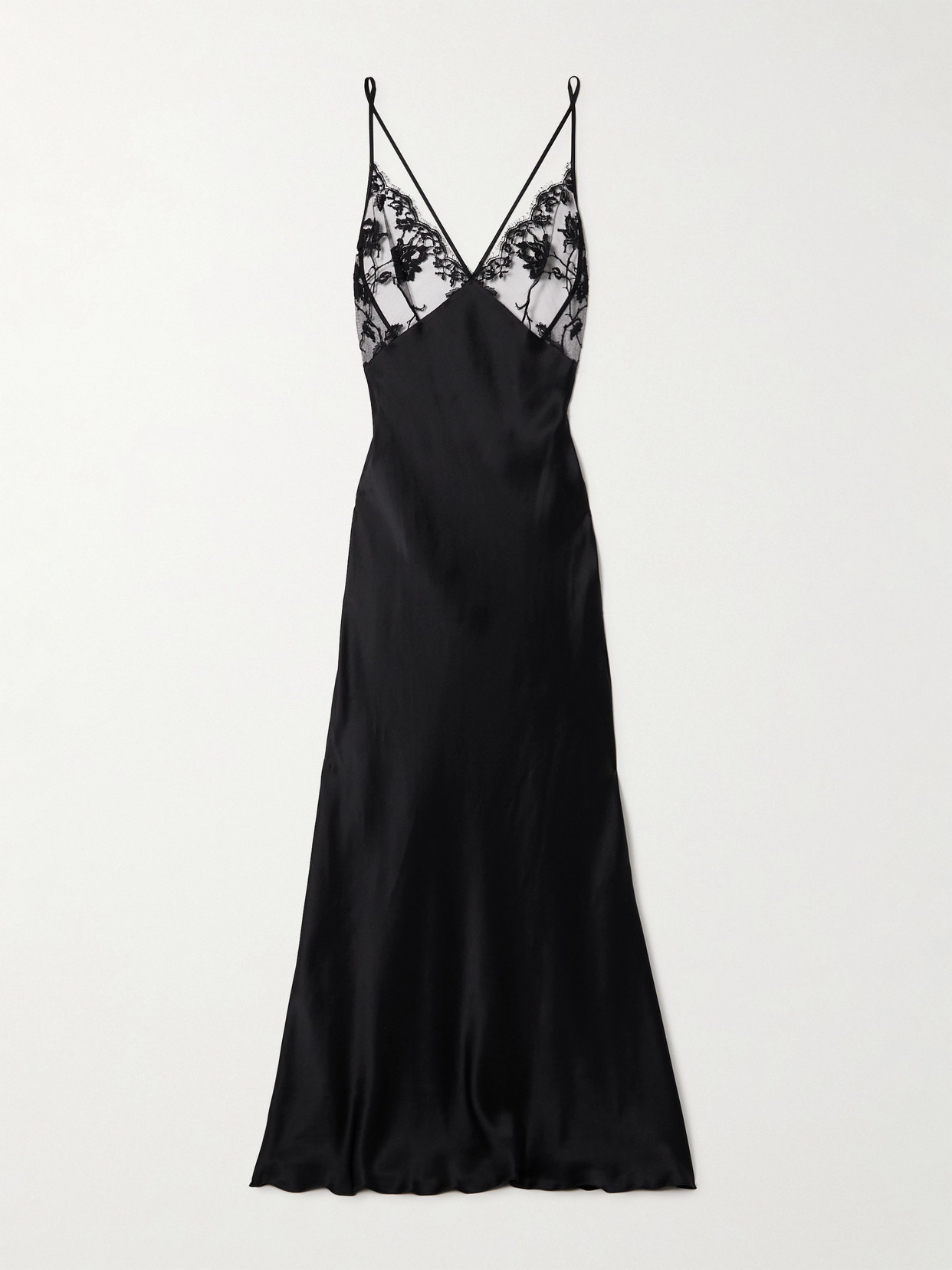 Kiki De Montparnasse Dominique Cotton-blend Lace And Silk Nightdress In Black