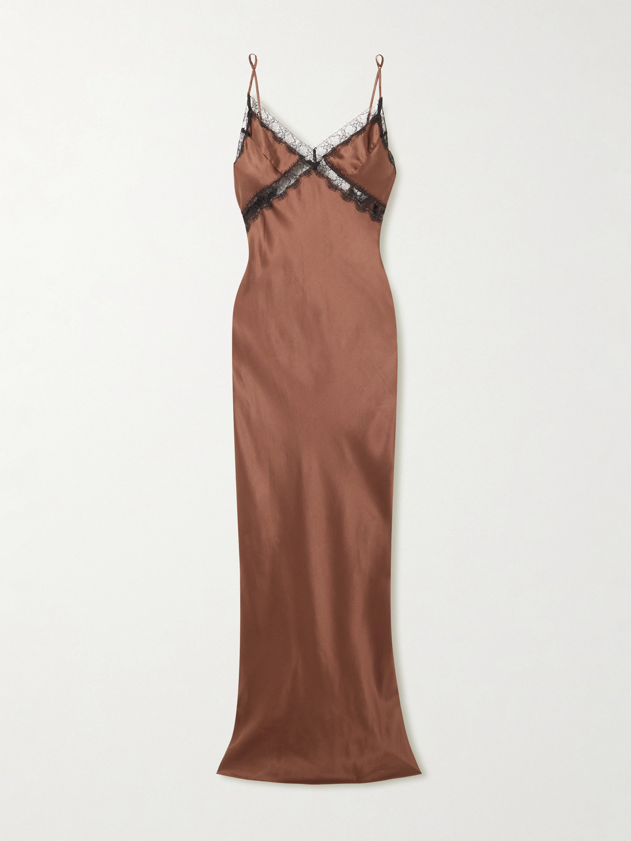 Kiki De Montparnasse Lace Inset Maxi Dress In Brown
