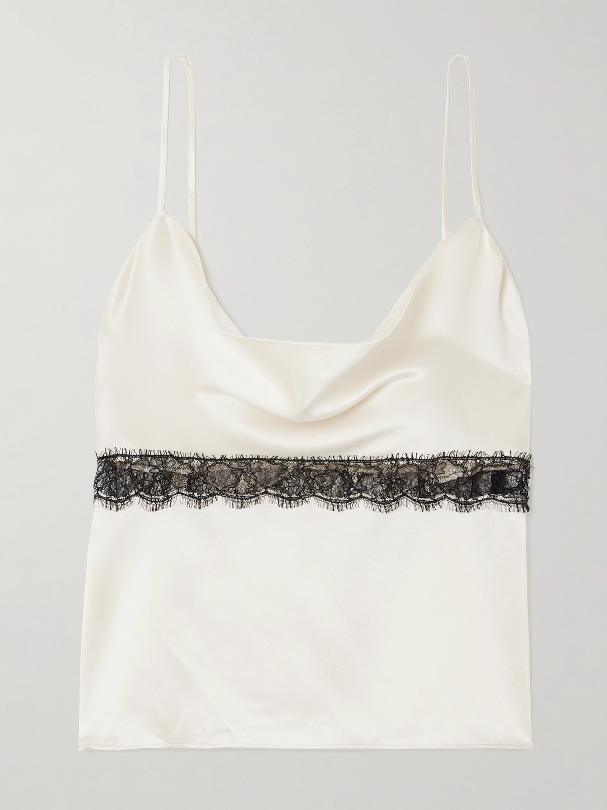Kiki De Montparnasse Lace-trimmed Silk-charmeuse Camisole In White