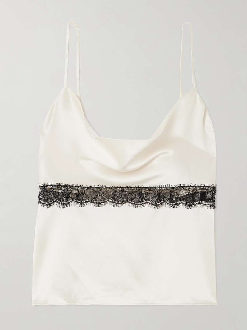Kiki de Montparnasse Lace-trimmed Silk-charmeuse Camisole