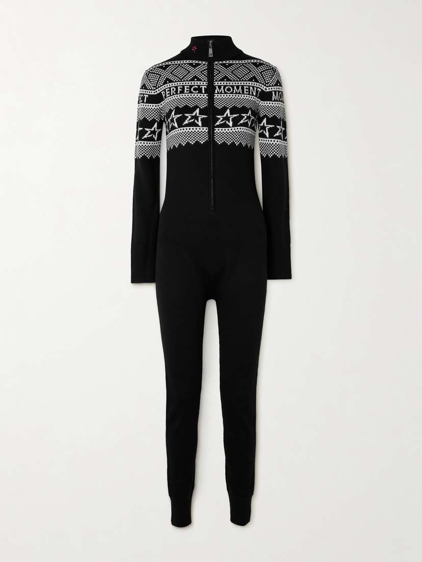 Perfect Moment Intarsia Merino Wool Turtleneck Jumpsuit