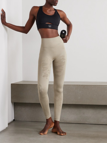 adidas by Stella McCartney TrueStrength paneled printed stretch leggings