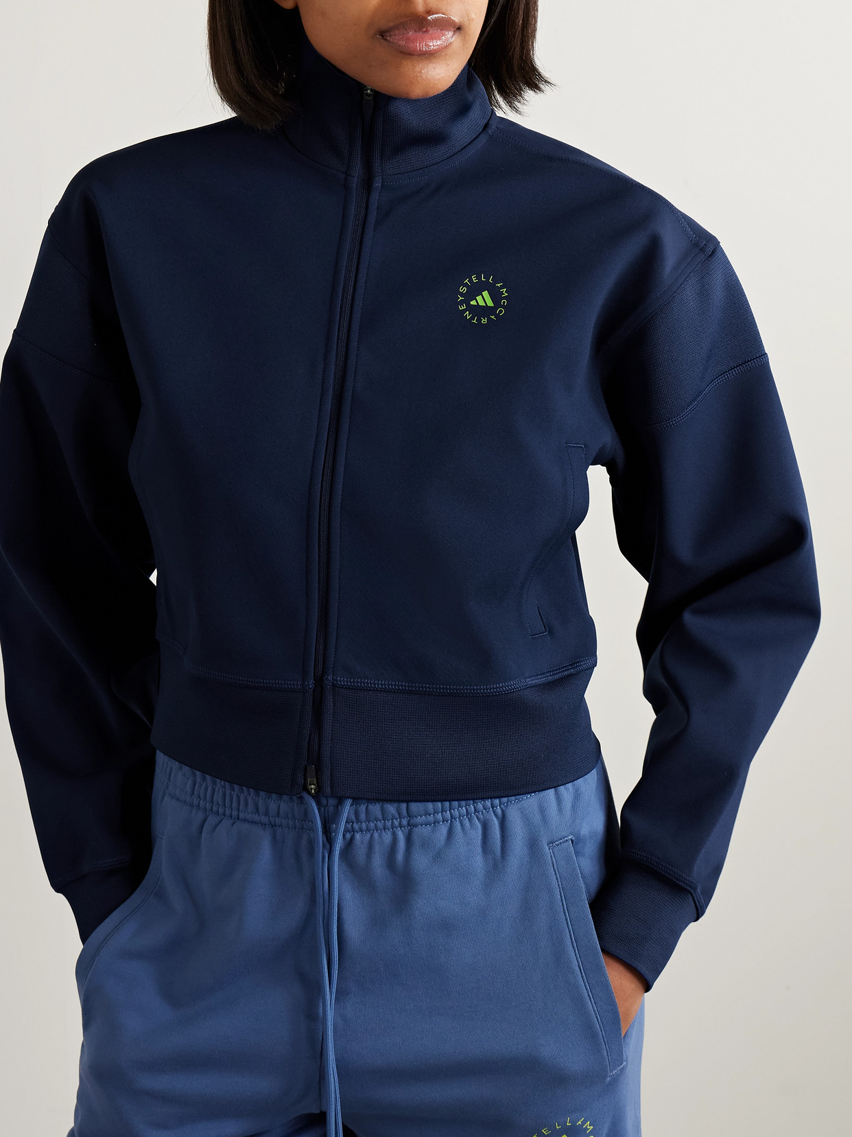 ADIDAS BY STELLA MCCARTNEY TRUECASUALS CROPPED PRINTED RECYCLED TECH-JERSEY TRACK JACKET
