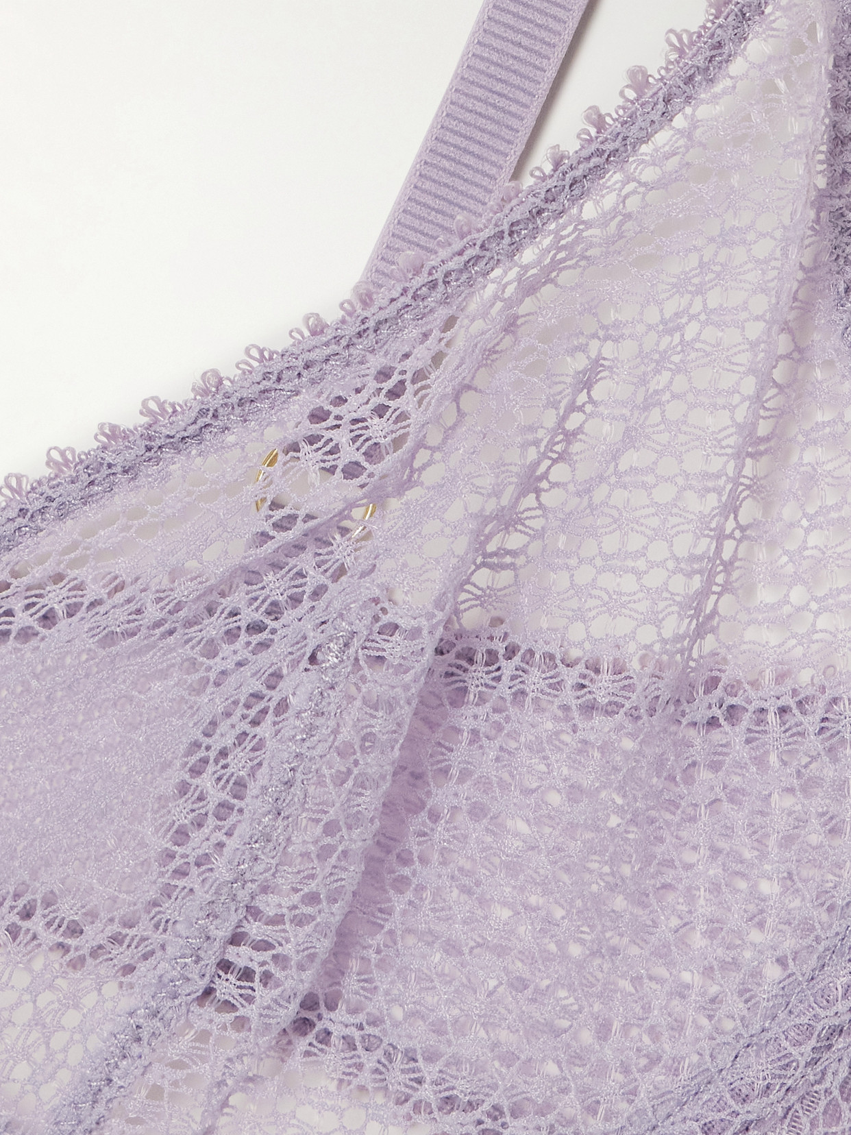 Kiki De Montparnasse Crocheted Lace And Mesh Underwired Soft-cup Bra In Purple