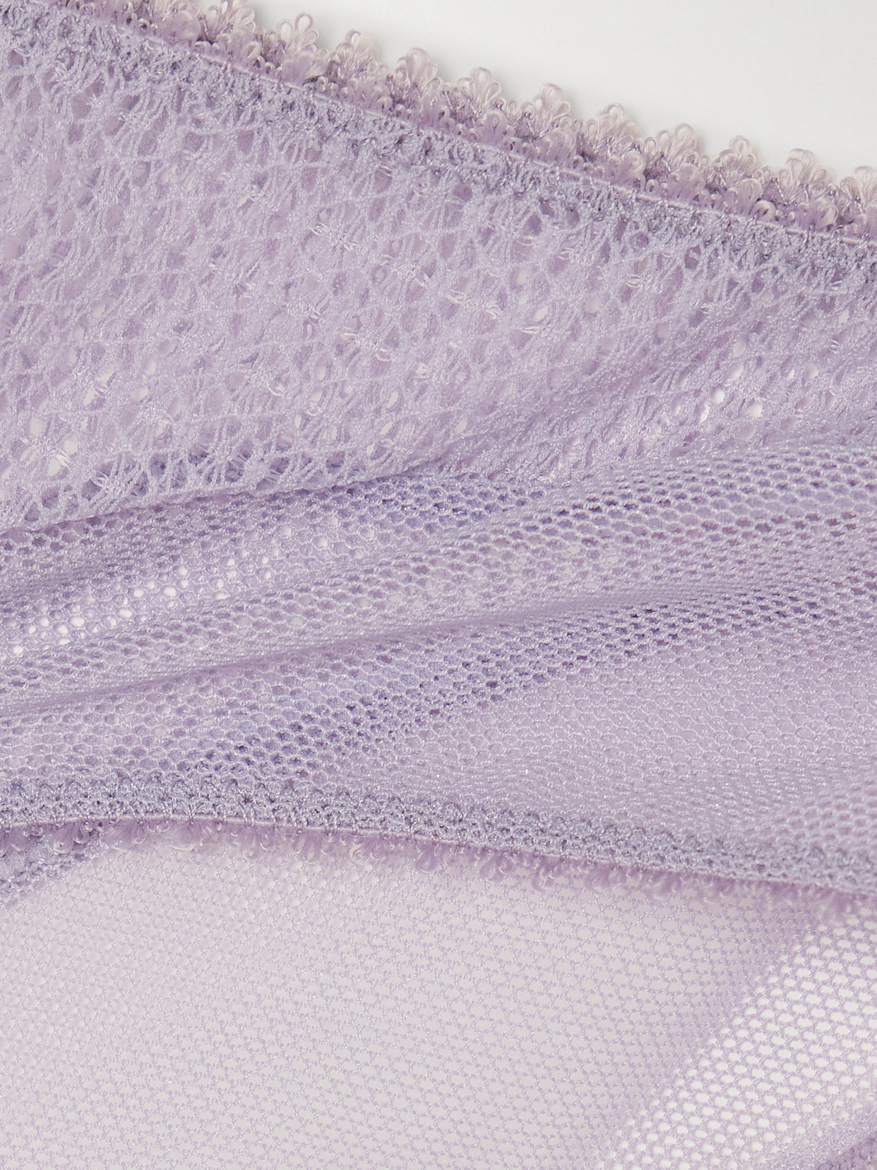 Kiki De Montparnasse Crocheted Lace And Mesh Briefs In Purple