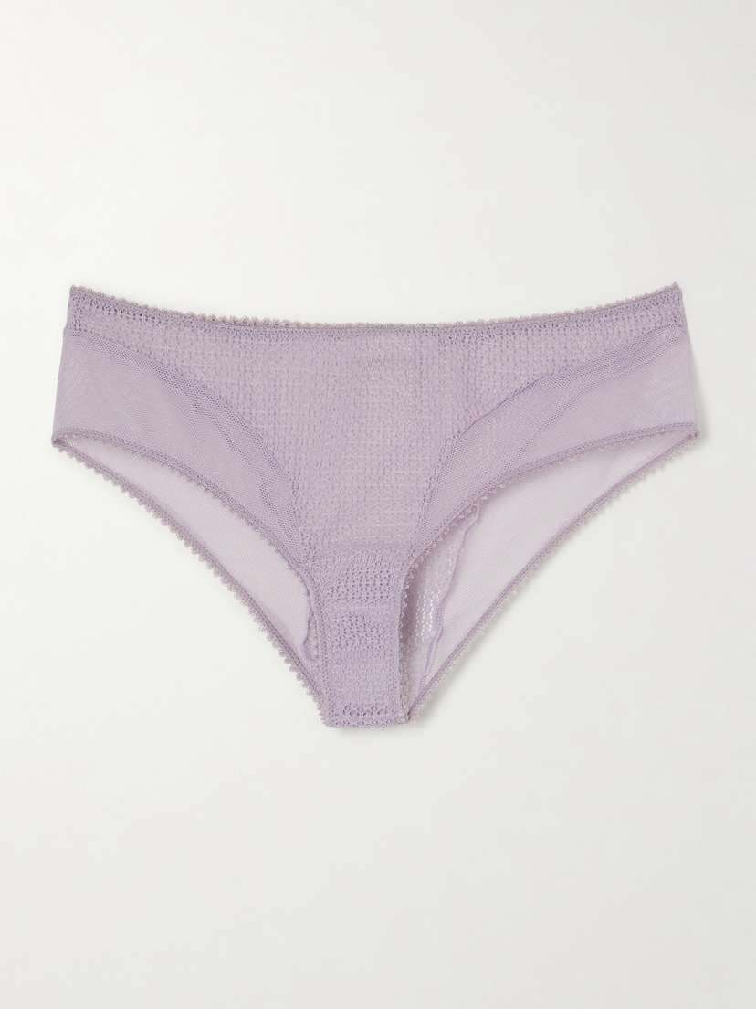 Kiki de Montparnasse Crocheted Lace And Mesh Briefs