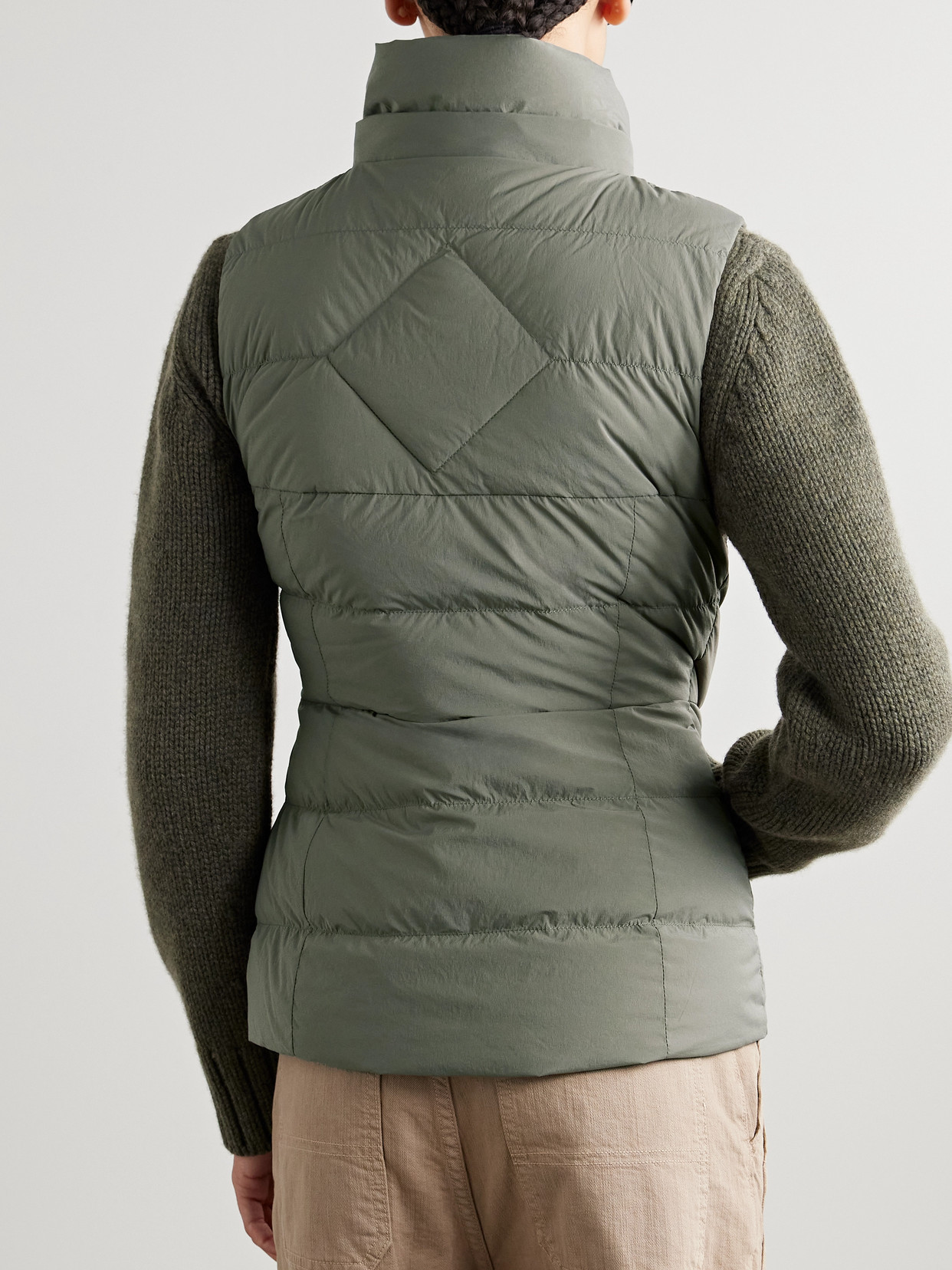 Canada Goose Clair Hooded Quilted Padded Shell Down Vest In Green