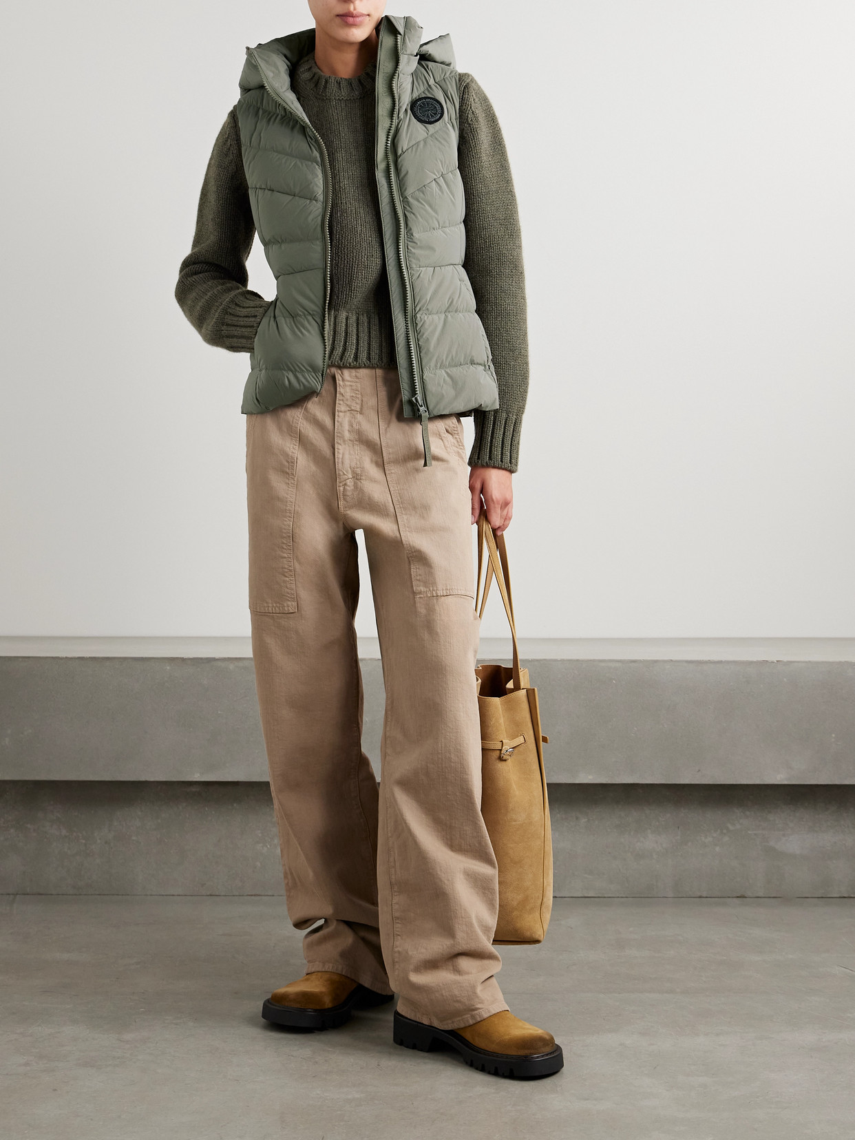 Canada Goose Clair Hooded Quilted Padded Shell Down Vest In Green