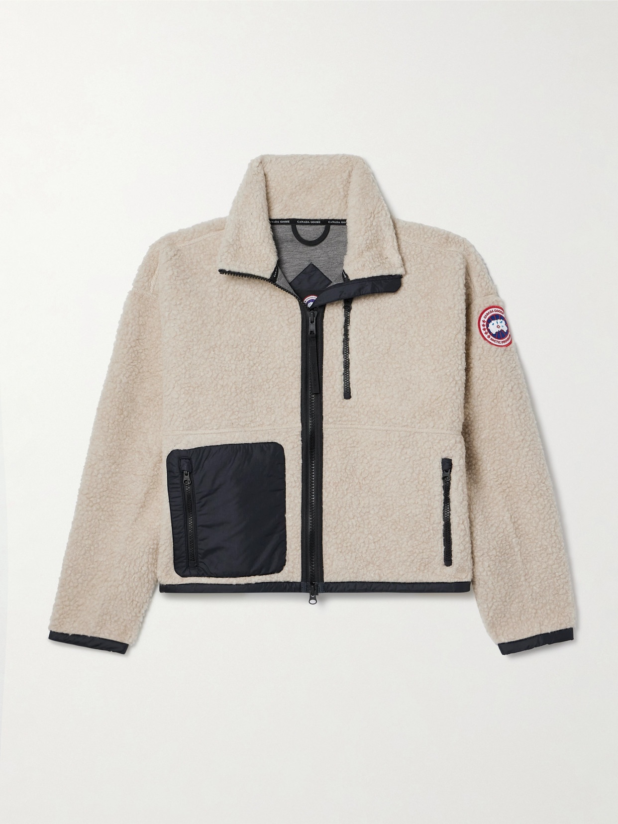 CANADA GOOSE SIMCOE SHELL-TRIMMED WOOL-BLEND FLEECE JACKET