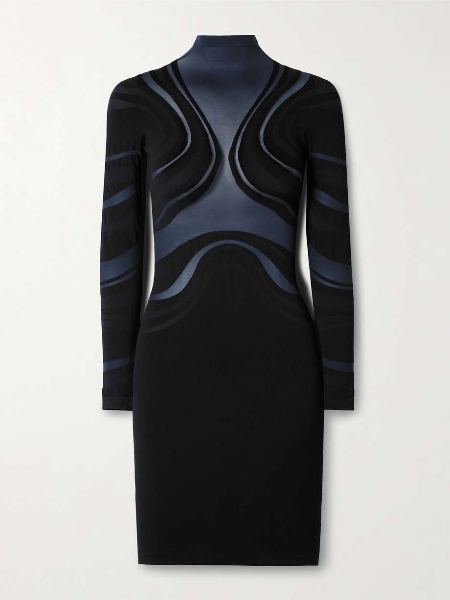 venus paneled stretch-jersey mini dress
