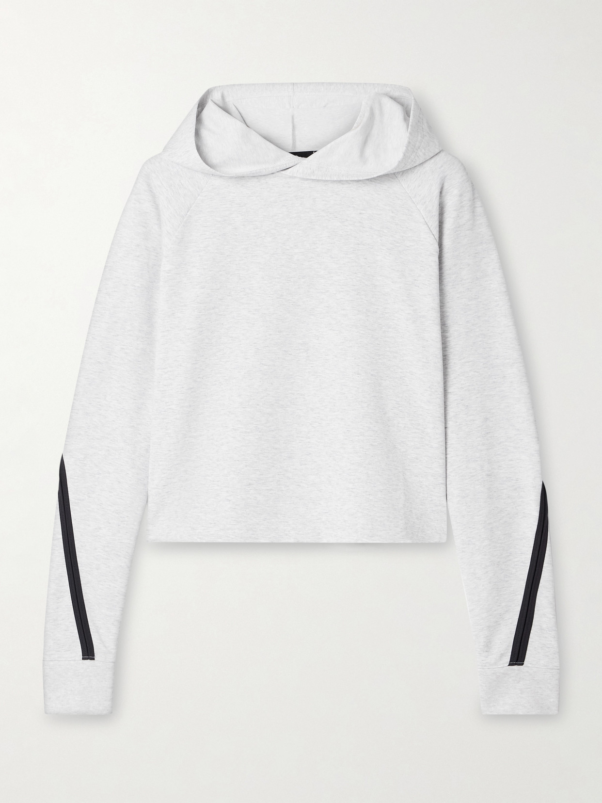 On Studio Cropped Mesh-trimmed Jersey Hoodie In Gray
