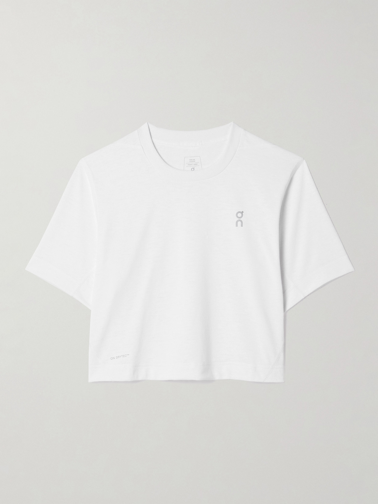 On Train Cropped Recycled-jersey T-shirt In White