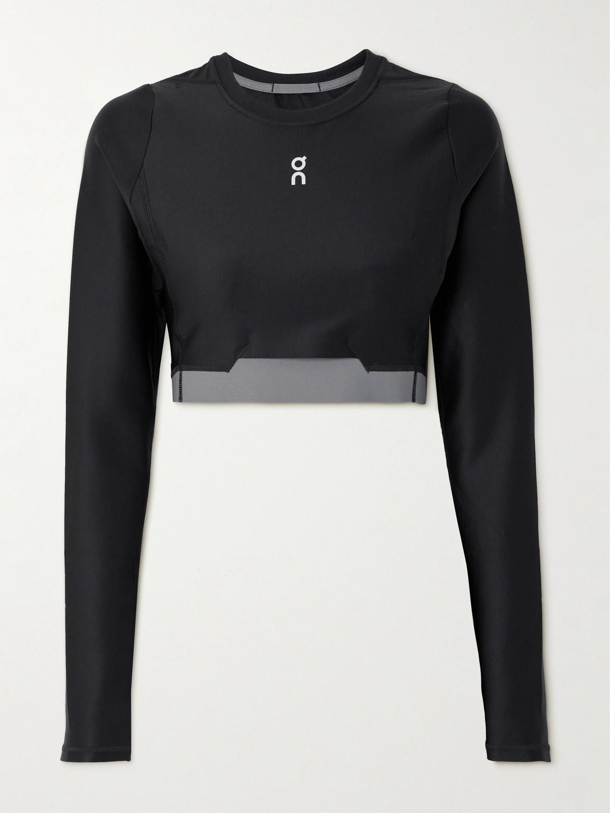 ON - Cropped Stretch-jersey Top - Black