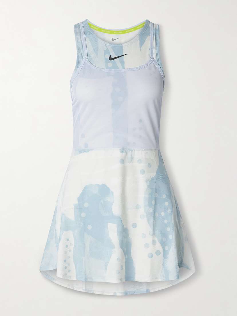Nike Slam Printed Dri-fit And Mesh Tennis Dress