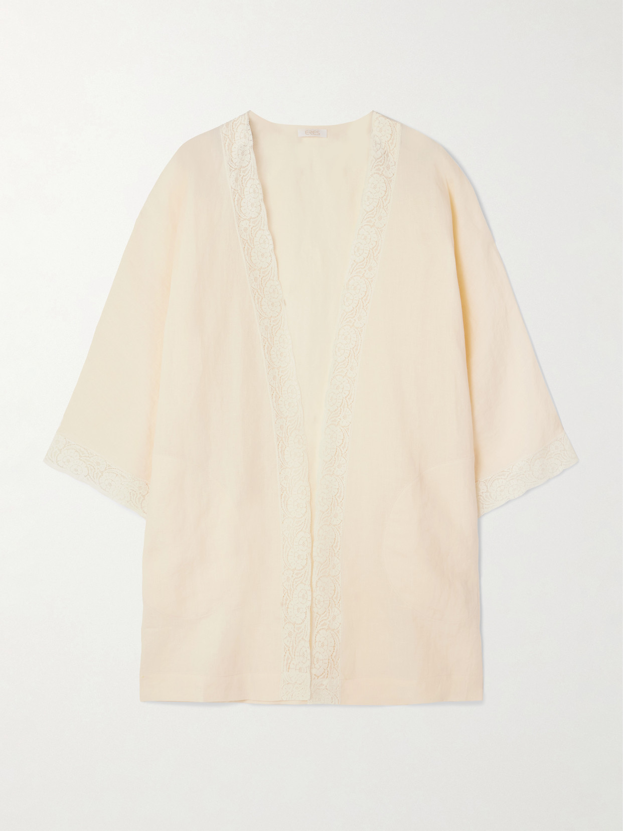 Eres Colline Lace-trimmed Linen Robe In Pink