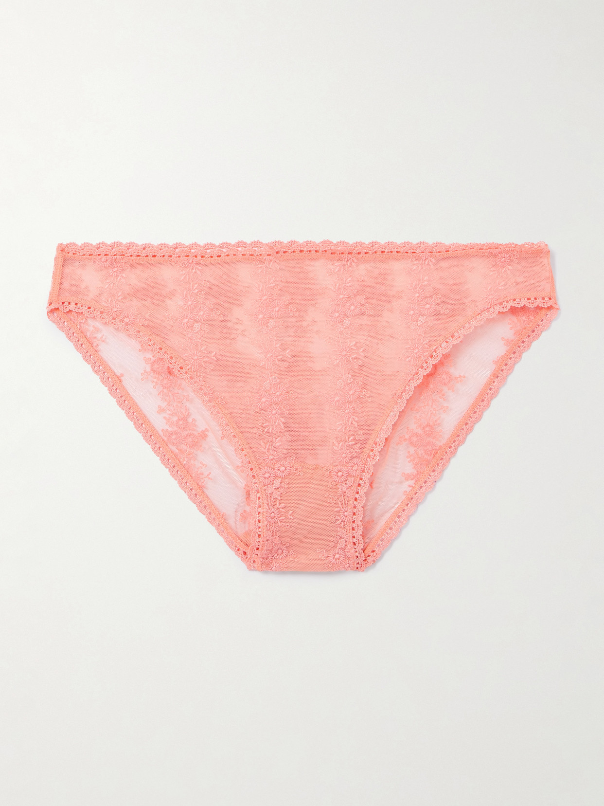 Eres Fleur Du Sel Embroidered Stretch-tulle Briefs In Pink