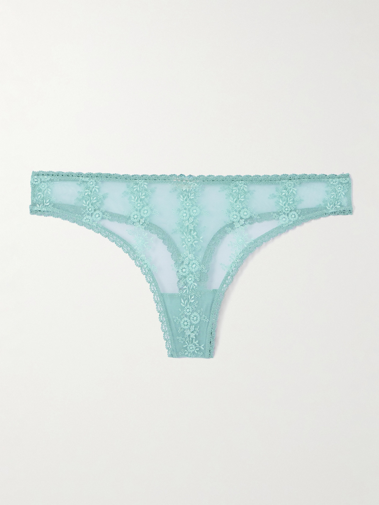 Eres Fleur Du Sel Ressac Embroidered Stretch-tulle Thong In Blue