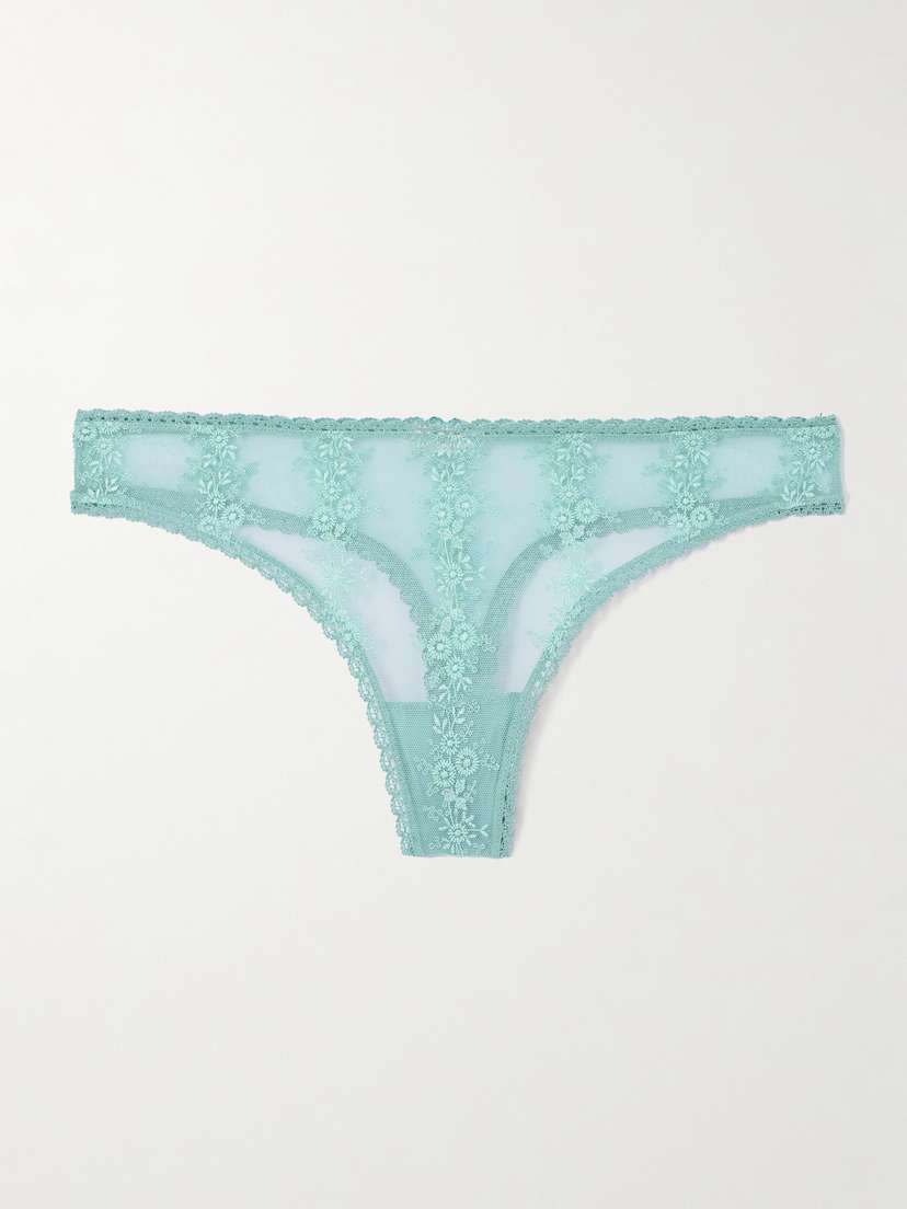 Eres Fleur Du Sel Ressac Embroidered Stretch-tulle Thong