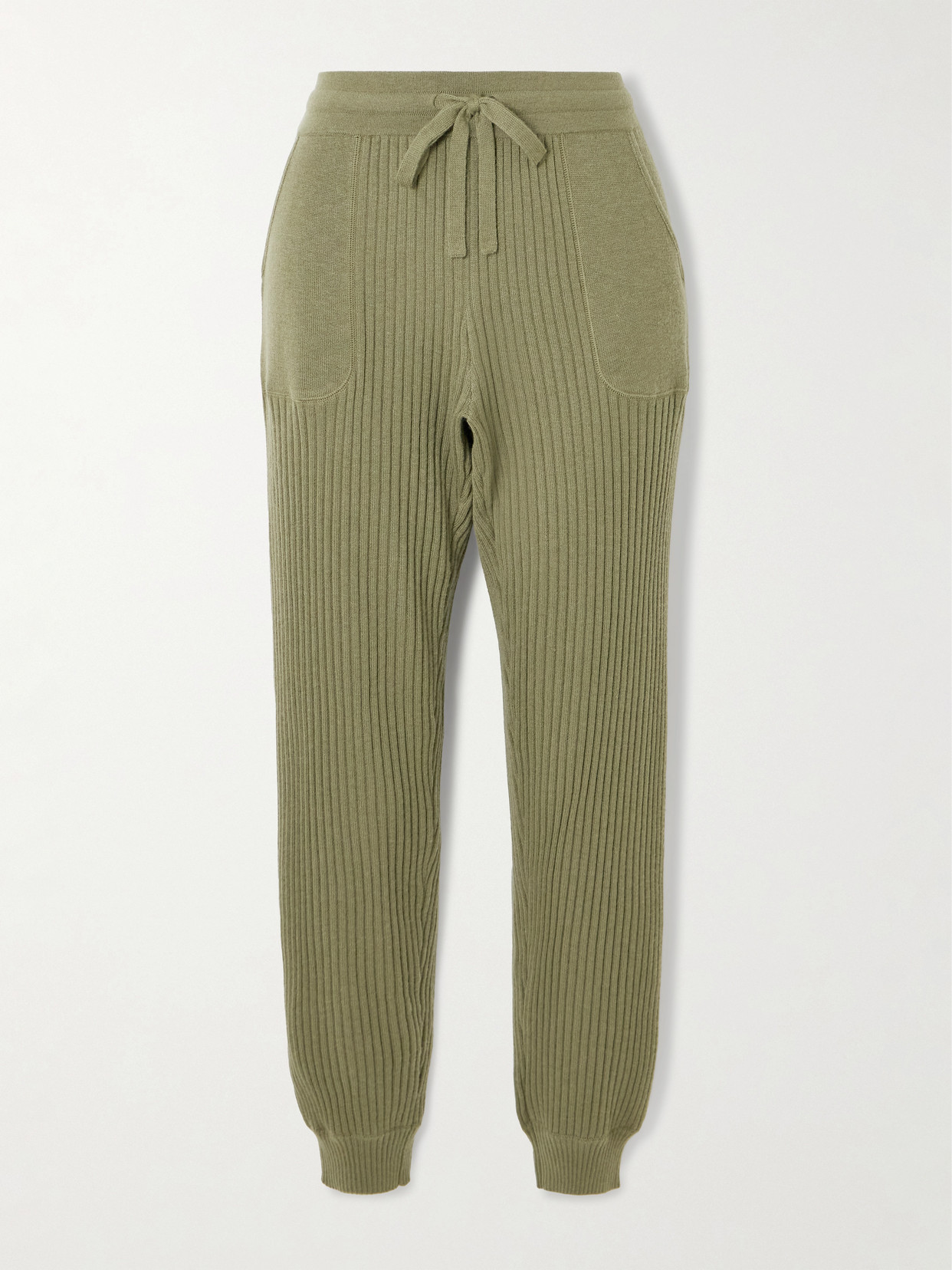 Eres Moelleux Wool And Cashmere-blend Tapered Track Pants In Green