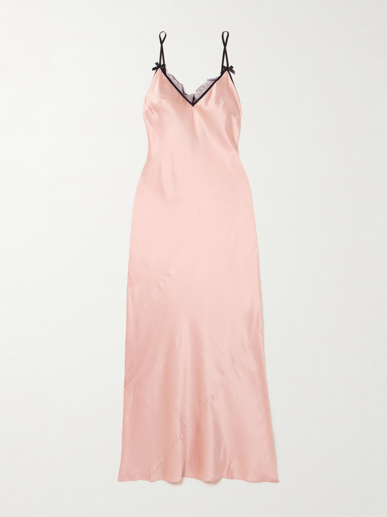 Agent Provocateur Sammi Leavers Lace-trimmed Stretch-silk Satin Chemise In Pink