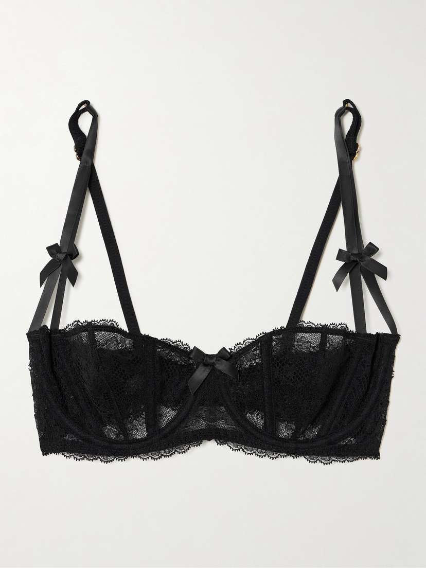 Agent Provocateur Love Bow-embellished Leavers Lace Underwired Bra