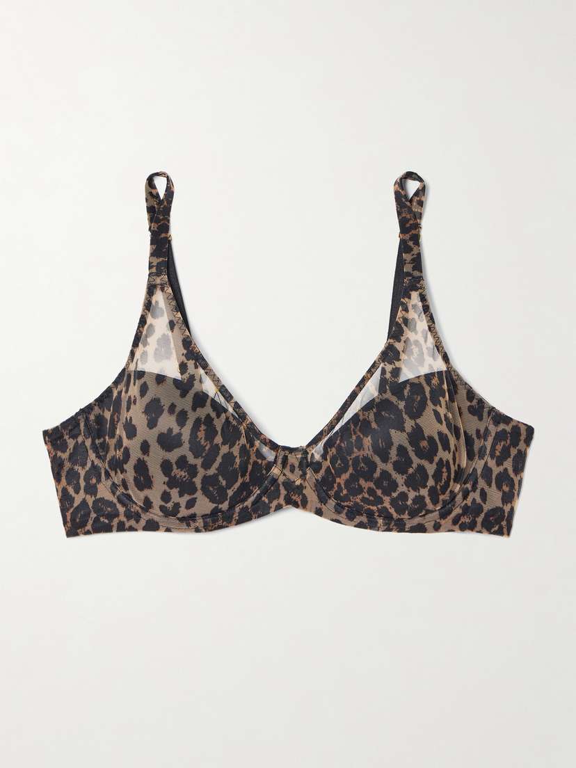 Agent Provocateur Lucky Leopard-print Mesh Underwired Bra