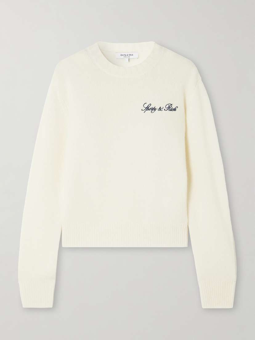 Sporty & Rich Vendome Embroidered Cashmere And Wool-blend Sweater