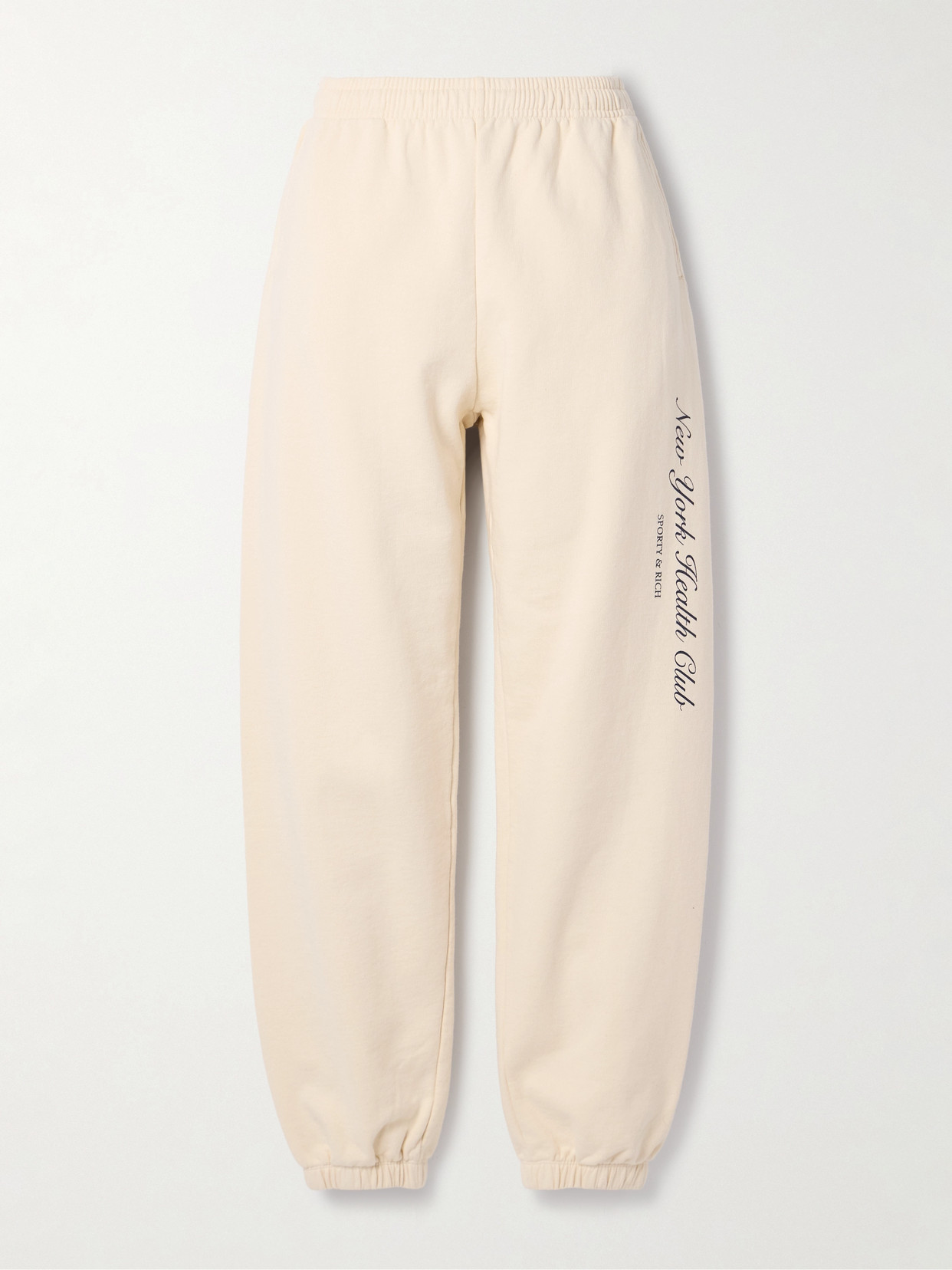 Shop Sporty And Rich Printed Cotton-jersey Track Pants In Cream