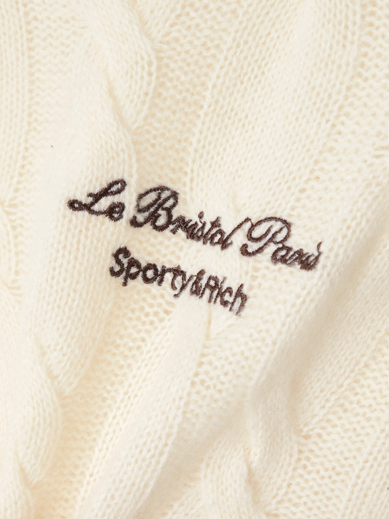 Sporty And Rich + Le Bristol Paris Faubourg Cable-knit Cashmere And Wool-blend Track Pants In Cream
