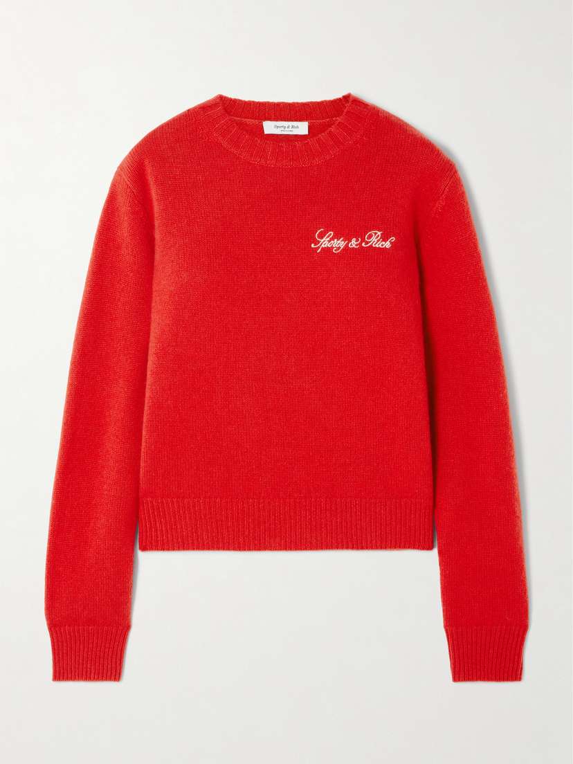 Sporty & Rich Vendome Embroidered Cashmere And Wool-blend Sweater