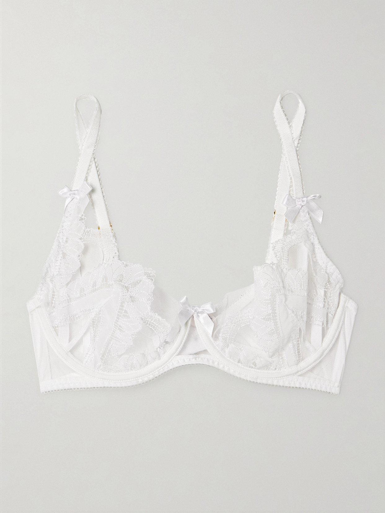 Agent Provocateur - Alysia Bow-detailed Embroidered Tulle Underwired Bra - White