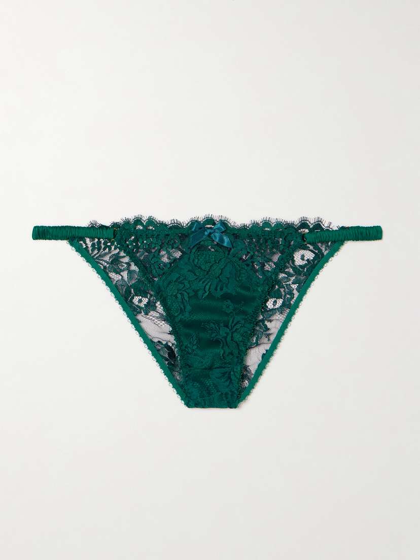Agent Provocateur Solanna Silk-blend Satin-trimmed Lace Briefs